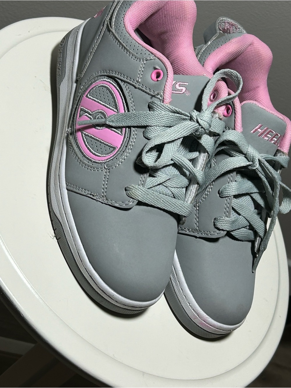 Skechers Gray and Pink Low-Top Lace-Up Sneakers